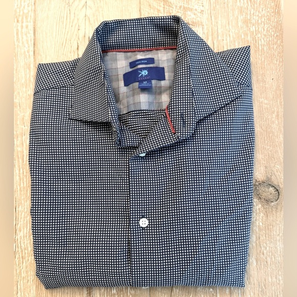 EGARA Non-Iron black & white micro check Long-sleeved Button-down Shirt M - Picture 1 of 2
